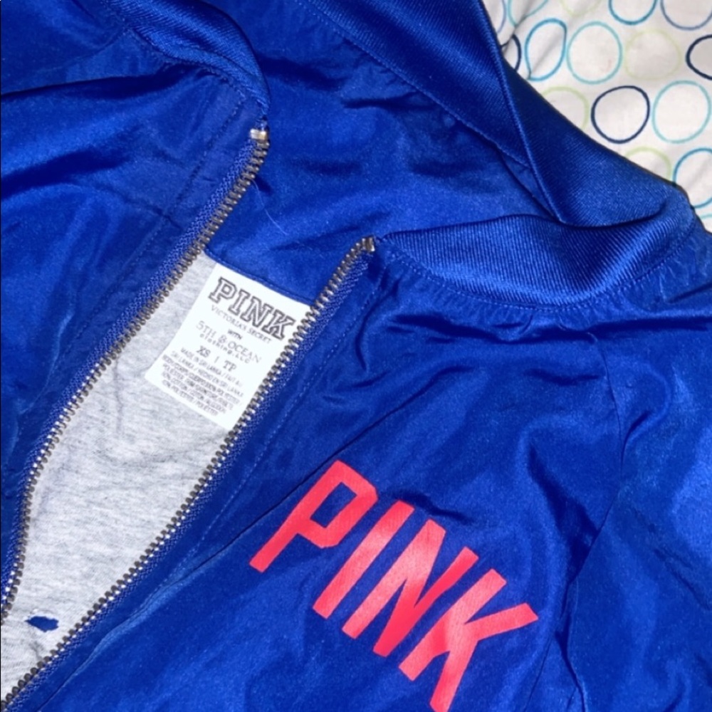 Love pink blue bomber cubs jacket